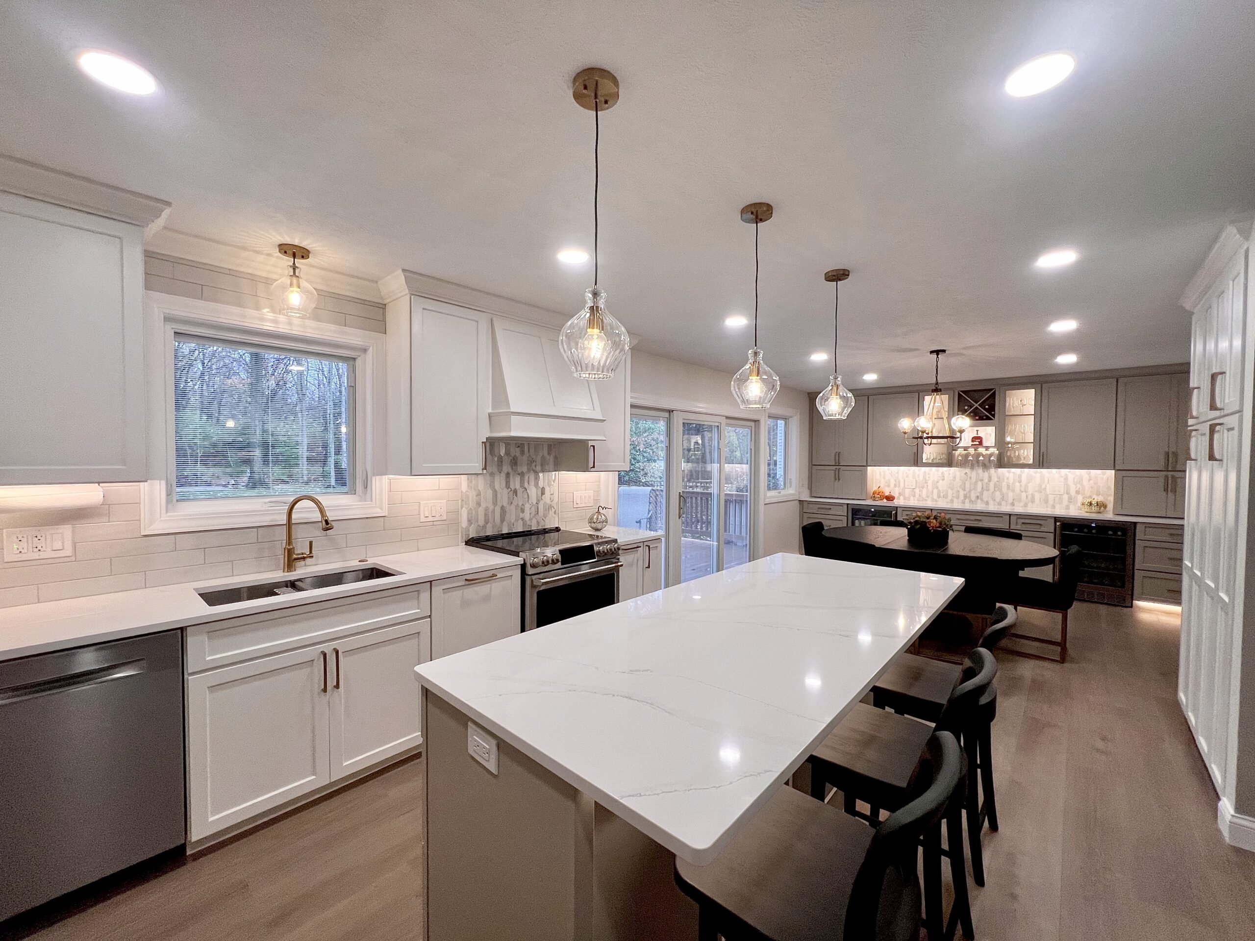 Open concept kitchen after remodeling